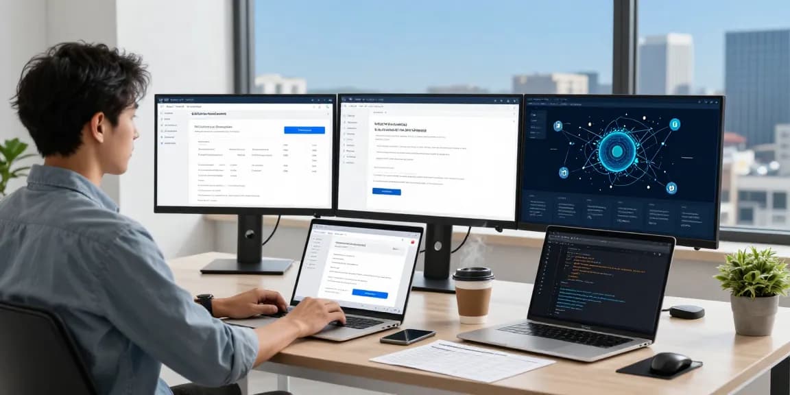 Gestión de certificados SSL en un espacio de trabajo moderno con analista de ciberseguridad.