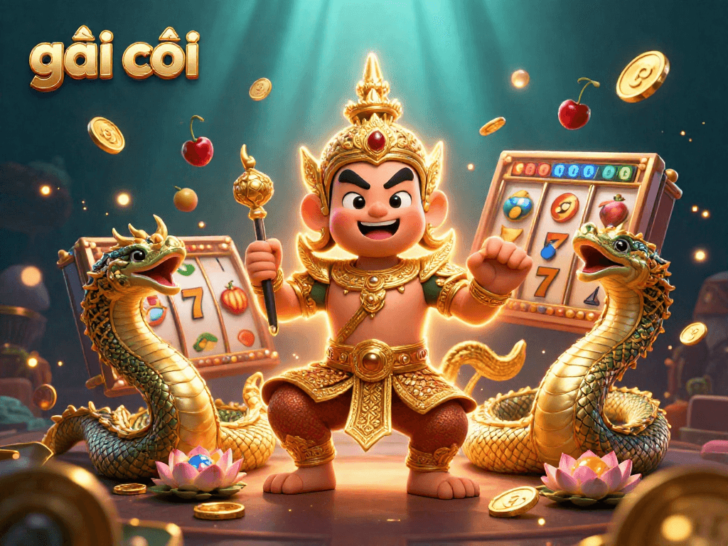 Engaging scene of 'gái gọi' with colorful slot reels, a jackpot counter, and vibrant casino elements.