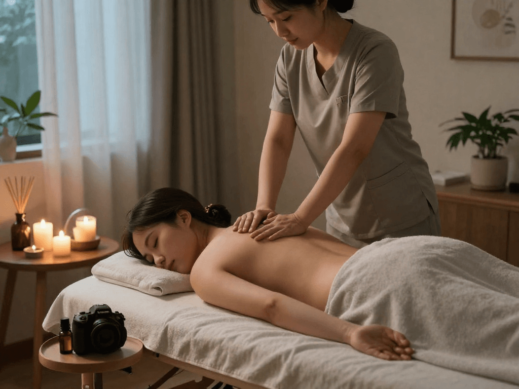 Comfortable 강서구출장안마 service with a professional therapist in a serene setting, emphasizing relaxation.