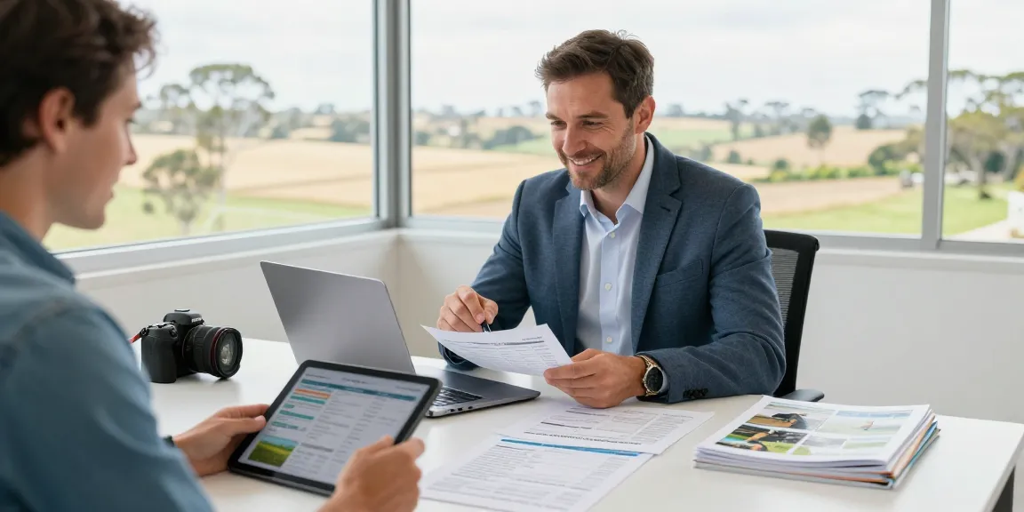 Agriculture Equipment Financing Brisbane consultation with farmer reviewing loan options.