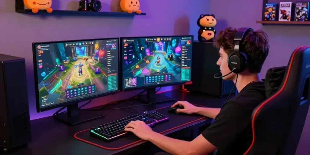 Trải nghiệm trò chơi trực tuyến vvwin với người chơi trong không gian gaming đầy màu sắc.