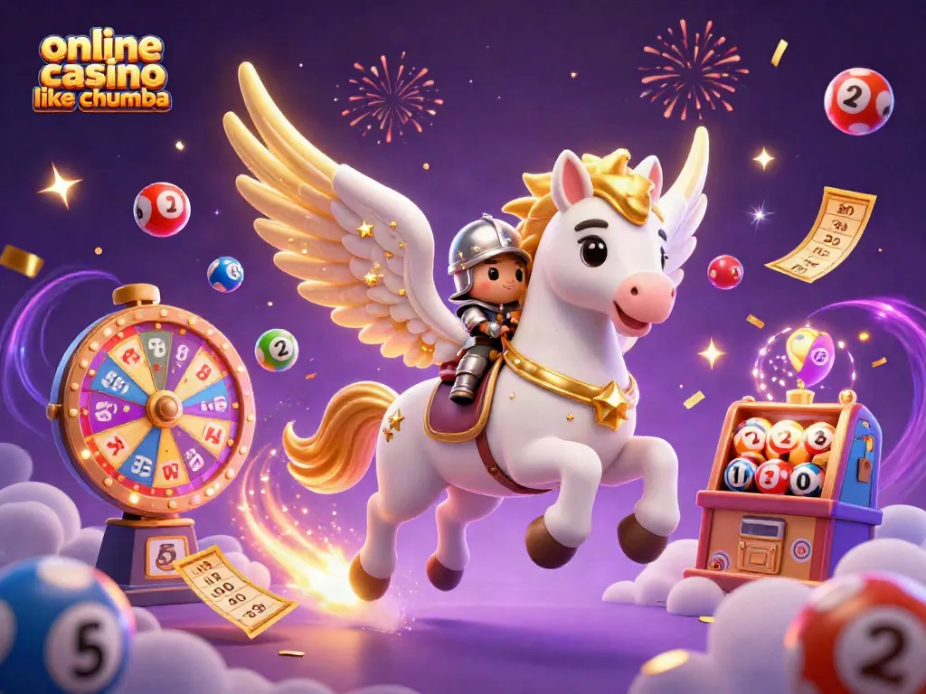 Play and win at online casino like Chumba, featuring vibrant lottery elements and magical visuals.