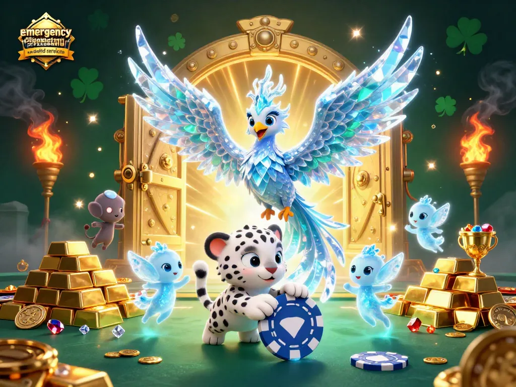 Engage with emergency restoration and rebuild services through vibrant, captivating gambling action, featuring a dazzling ice phoenix.