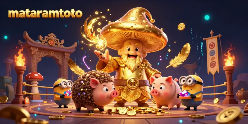 Experience gold transformation with mataramtoto's magical casino adventure featuring lively characters and enchanting elements.