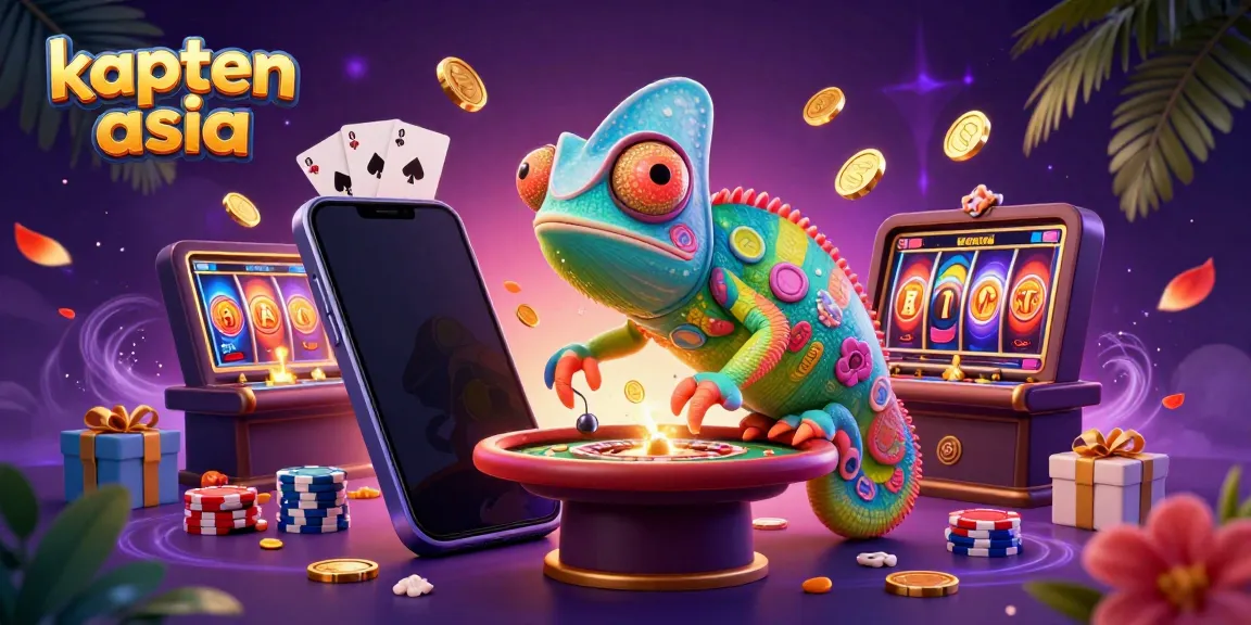 Menangkan permainan di kasino online Kapten Asia dengan chameleon pemilik berwarna-warni yang menarik perhatian.