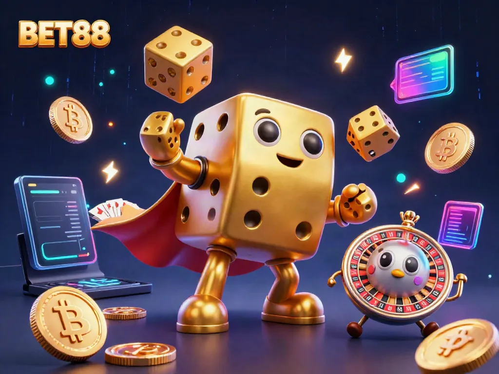 Các viên xúc xắc vàng khổng lồ của BET88 mang đến những trải nghiệm cá cược thú vị với nhiều yếu tố hấp dẫn.