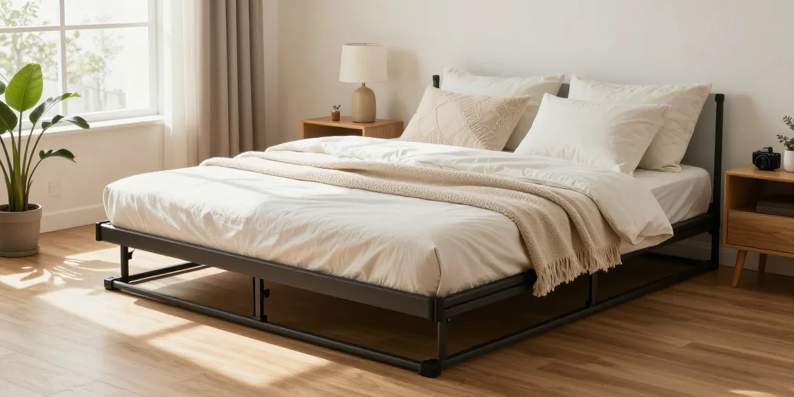 Comfortable fold up bed set up in a cozy bedroom with natural light.