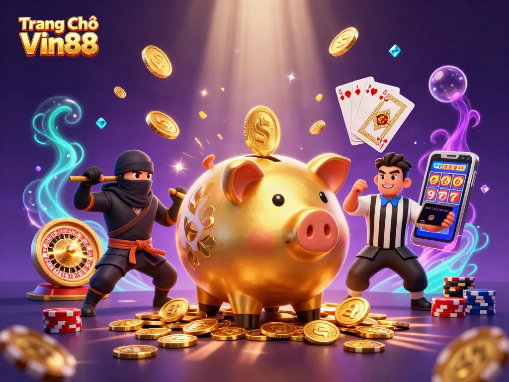 Engage with energetic gaming action at Trang Chủ Vin88 featuring vibrant 3D casino characters.