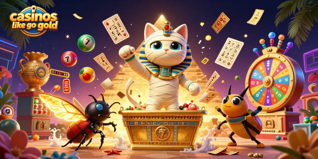 Play slots and jackpot games like in casinos like go go gold with vibrant colorful elements.
