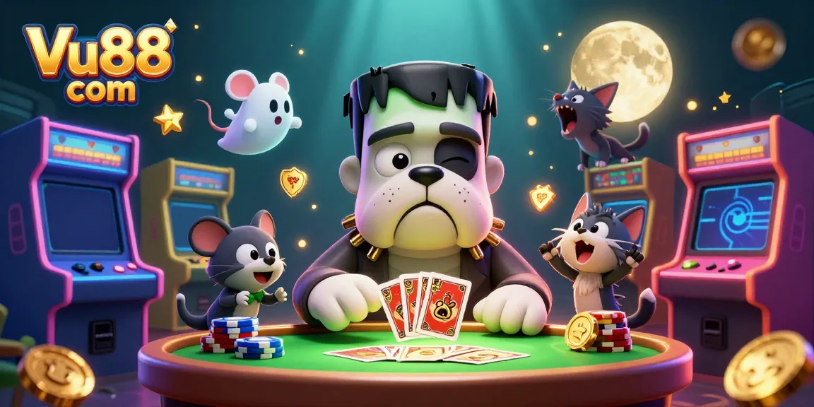 Join the excitement at Vu88 com with vivid casino characters and vibrant gaming elements.