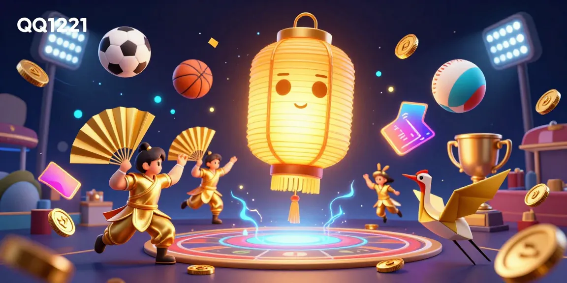 Experience winning thrills with QQ1221, showcasing vibrant gaming elements and 3D characters in an exciting casino scene.