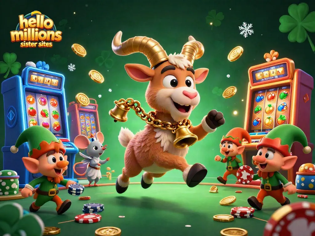 Spin to win at hello millions sister sites with vibrant slot machines and playful casino characters.