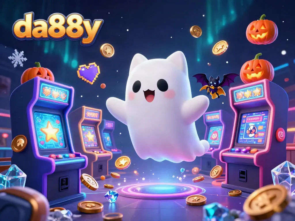 Experience the thrilling world of da88y with a ghost cat in a vibrant casino, filled with games and excitement.