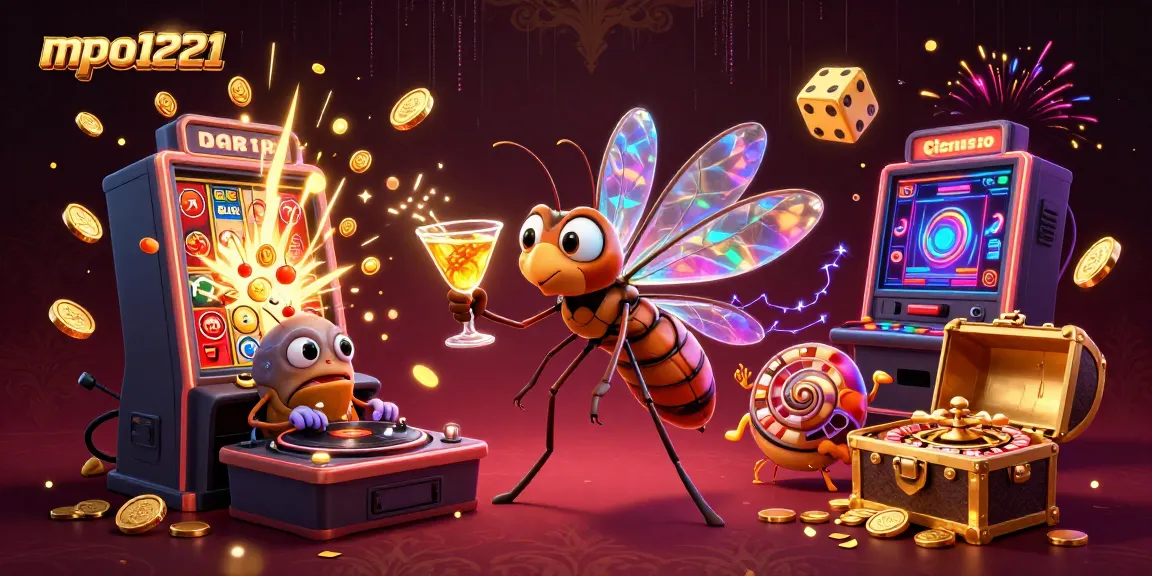 Experience mpo1221 excitement with a lively casino scene featuring vibrant game elements.