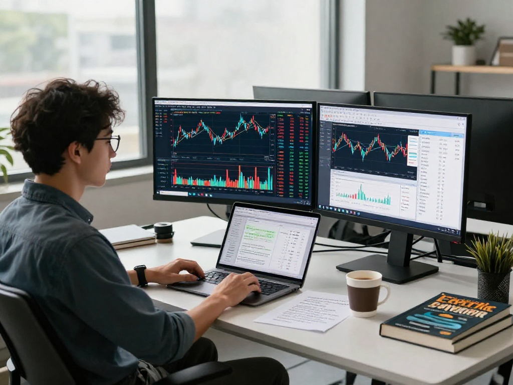 Taiwan stock historical Kline API displayed on a screen in a modern financial workspace with trading data and analysis.
