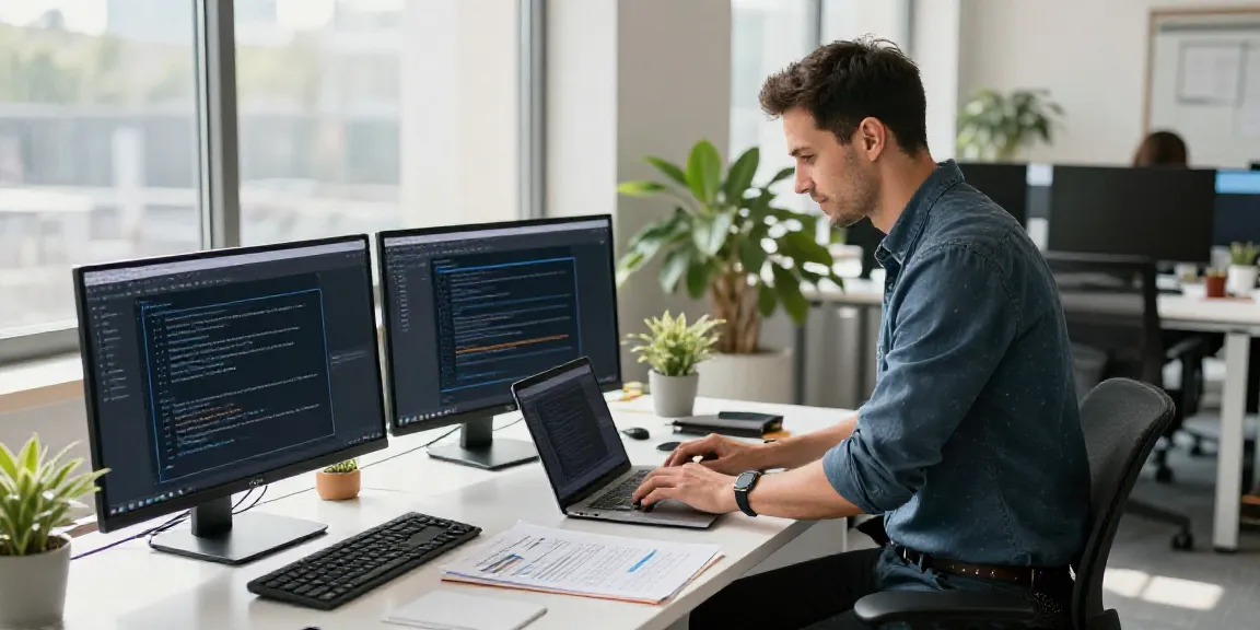 AI copywriting for entrepreneurs in a dynamic office workspace showing an entrepreneur creating content.