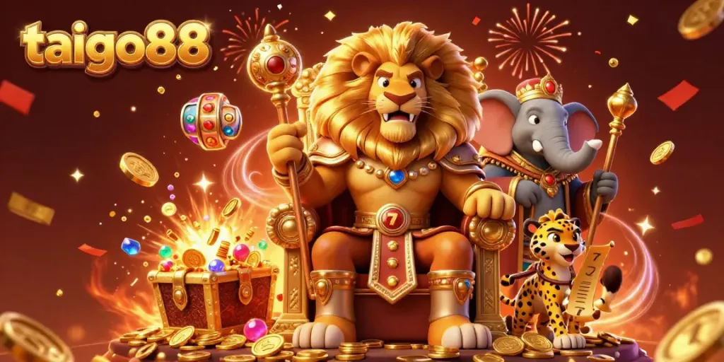 Engage in thrilling gameplay at taigo88 with dynamic characters and casino elements in a vibrant scene.