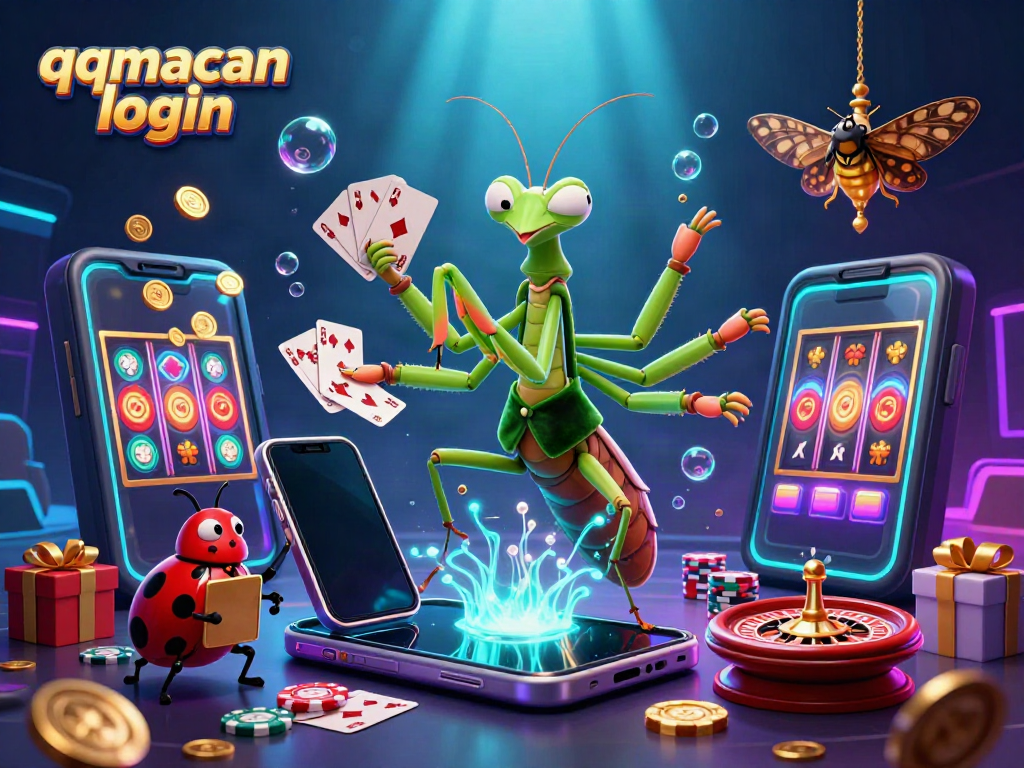Experience the thrill of qqmacan login with a vibrant 3D casino scene full of action and excitement.