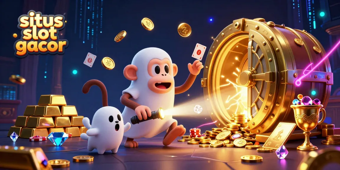 Menggoda pemain dengan situs slot gacor, gambar 3D kasino angker penuh emas dan harta karun.