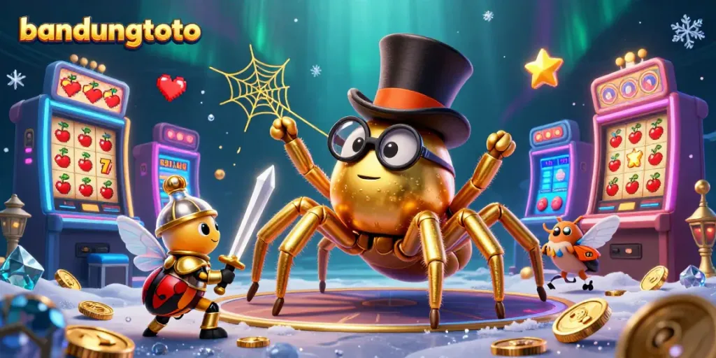 Experience the thrill of bandungtoto with vibrant slot machines and a dynamic 3D scene.
