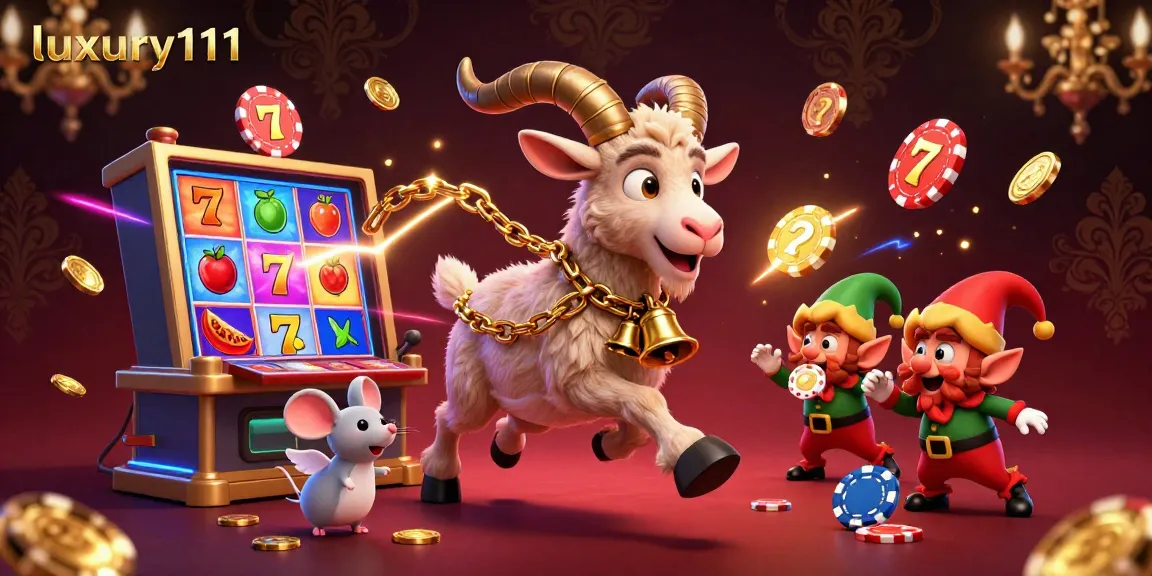 Experience thrilling slots with luxury111 in a lively casino, featuring exciting characters and dynamic elements.