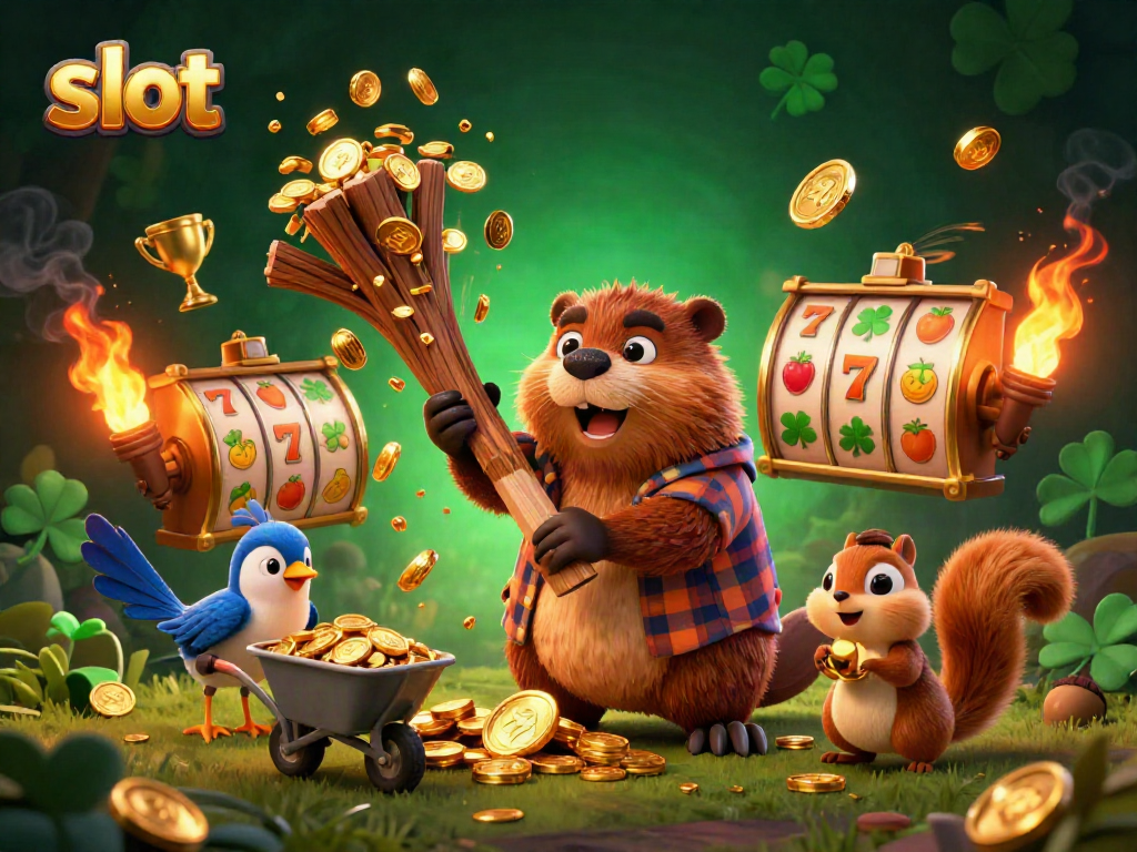 Experience thrilling slot action with cartoon characters collecting gold coins in a dynamic and colorful scene.