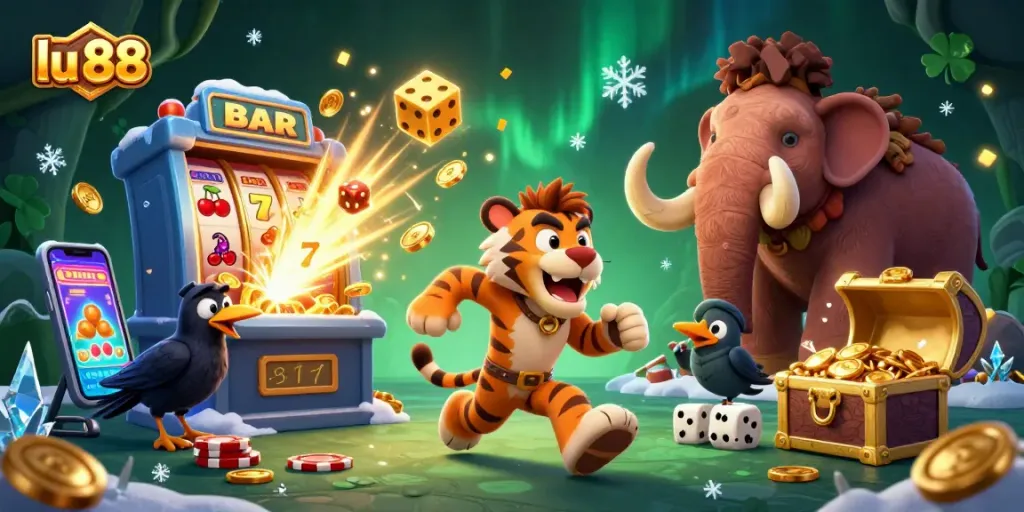Experience thrilling fun at lu 88's prehistoric casino with dynamic 3D characters and exciting game elements.