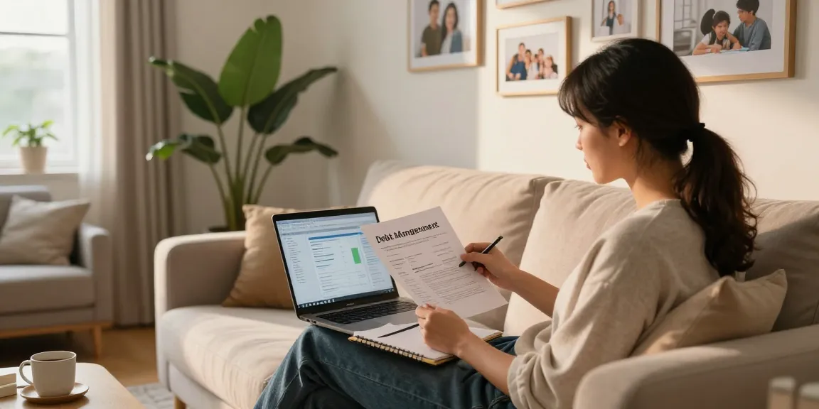 Individual reviewing financial documents for Credit Consolidation Canada in a cozy living room, creating a supportive atmosphere.
