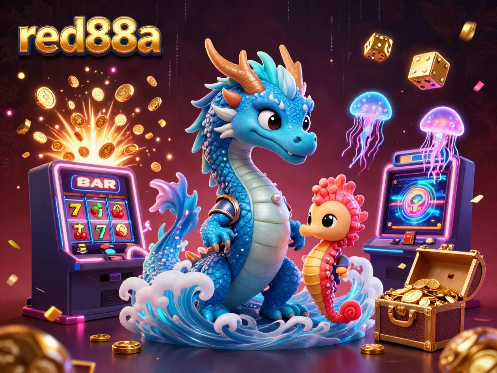 Experience thrilling games at red88a with vibrant visuals of dragons, jackpots, and neon elements.