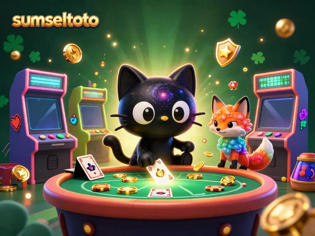 Watch the sumseltoto black hole cat magic casino with golden chips amidst vibrant gaming elements.