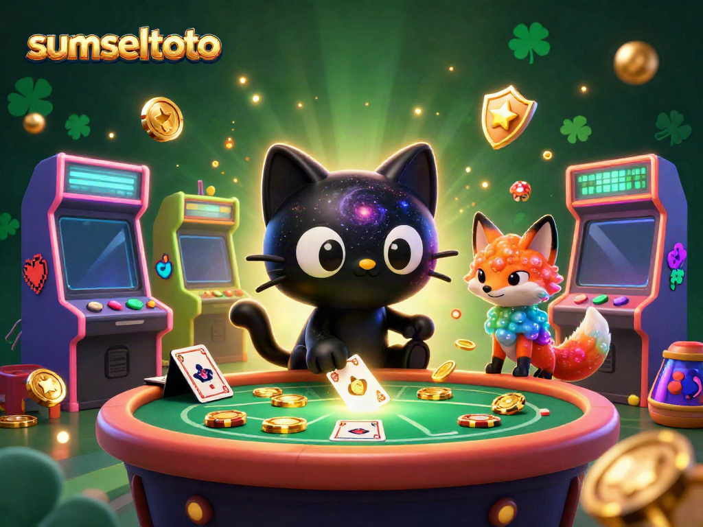 Watch the sumseltoto black hole cat magic casino with golden chips amidst vibrant gaming elements.