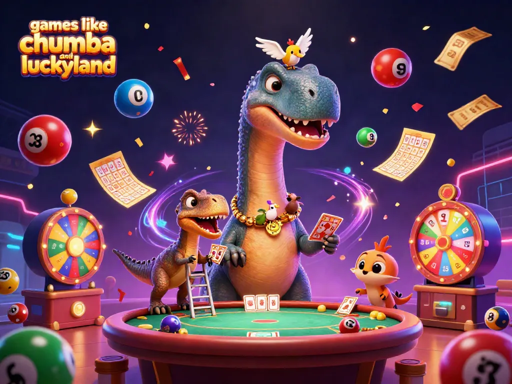 Spin the reels of games like chumba and luckyland with vibrant casino-themed characters and exciting elements.