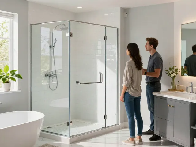 Seattle bathroom remodeling contractor showcasing luxury renovation with walk-in shower and stylish accessories.