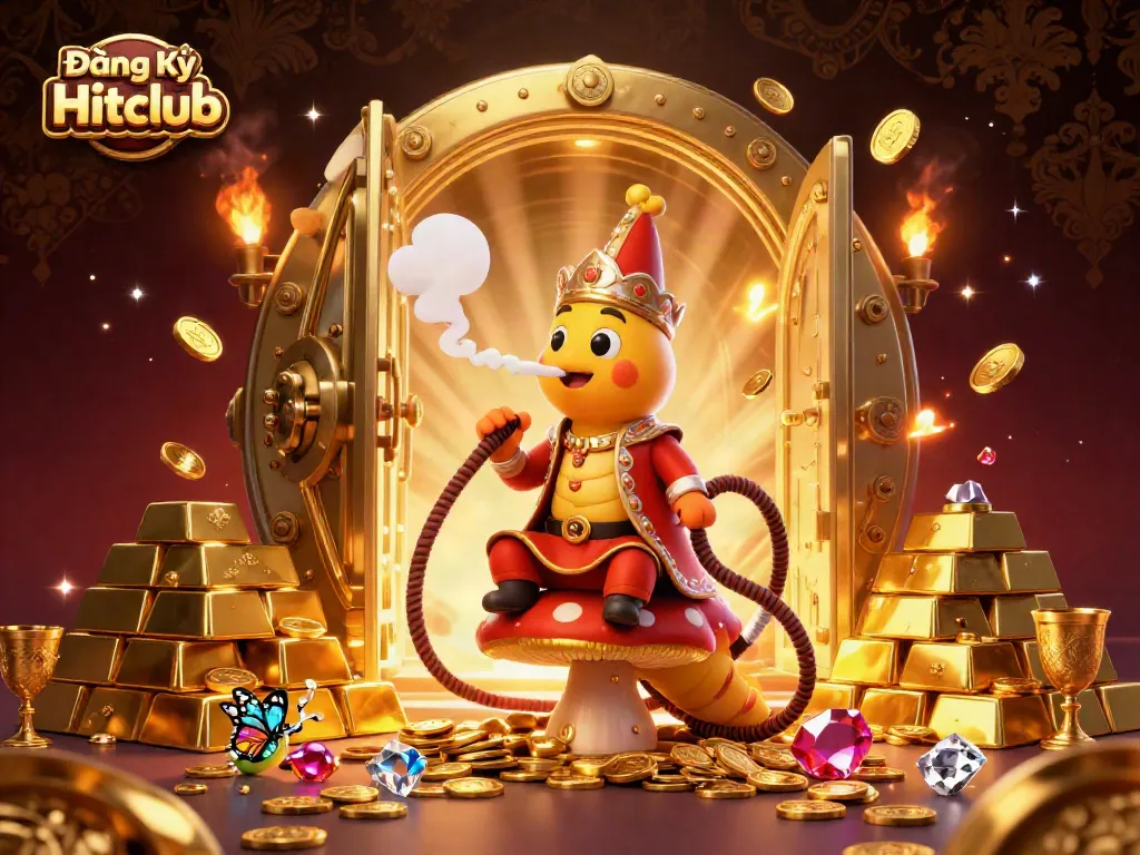 Join the action with Đăng Ký Hitclub, featuring vibrant casino elements and dazzling treasure designs.