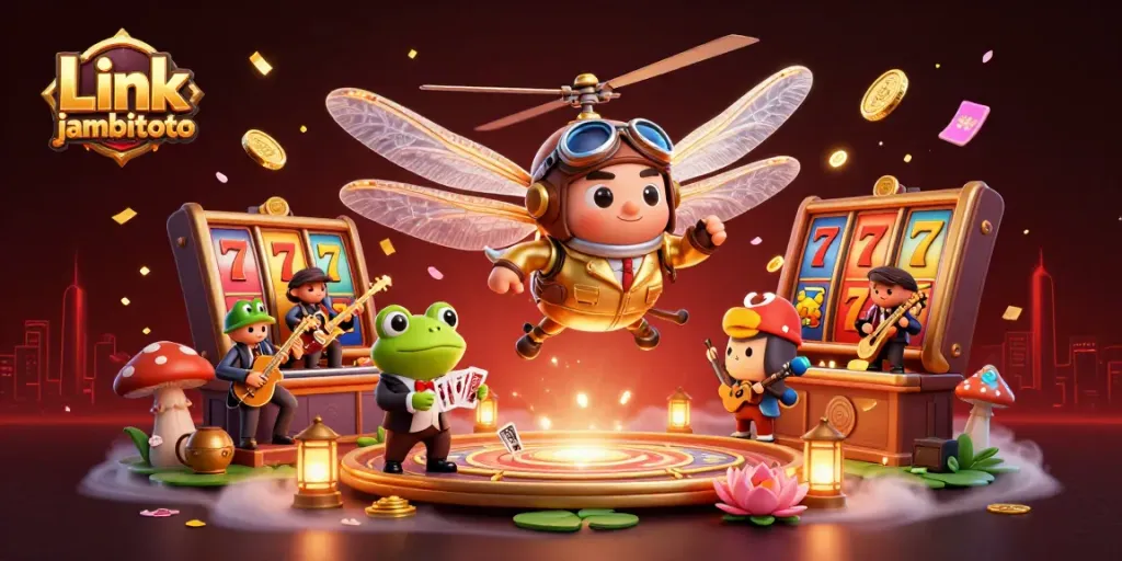 Engage in thrilling gameplay at Link jambitoto with vibrant casino elements and characters enhancing the excitement.