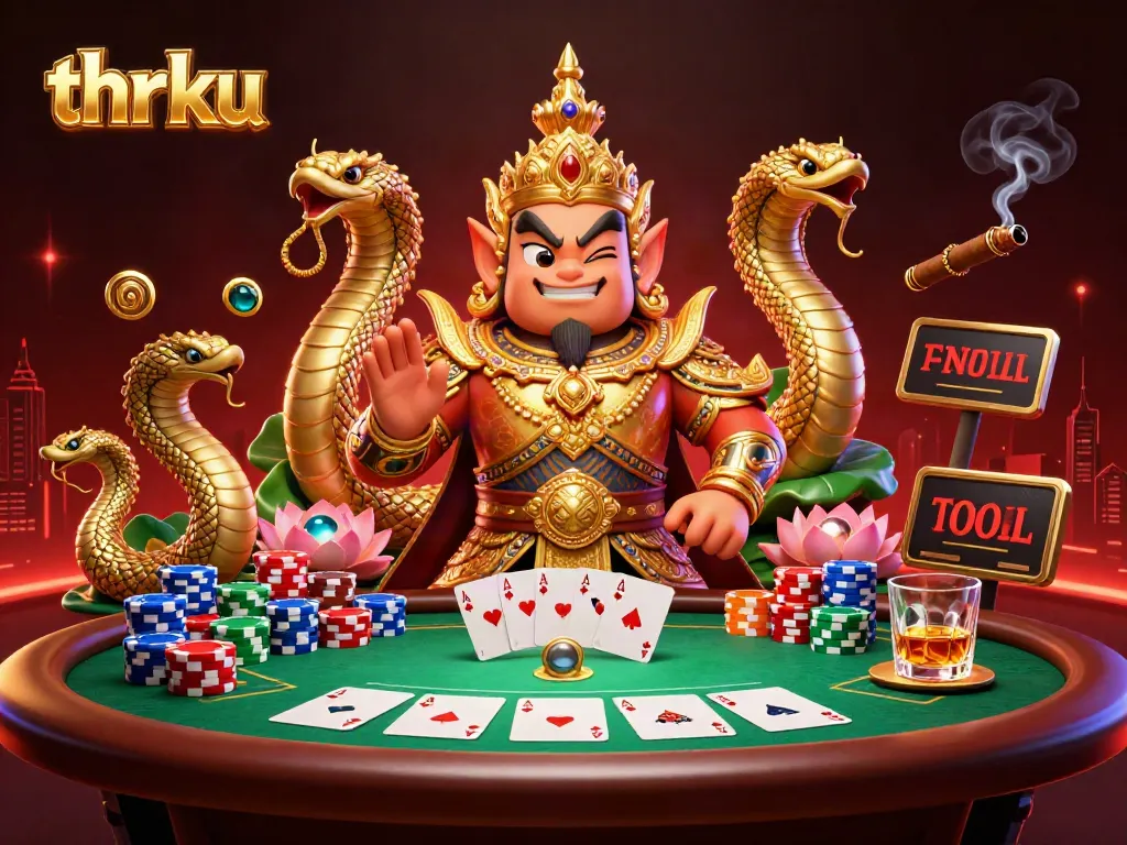 Engage with thrilling poker action as the "thr ku" brand shines in this vibrant casino scene.