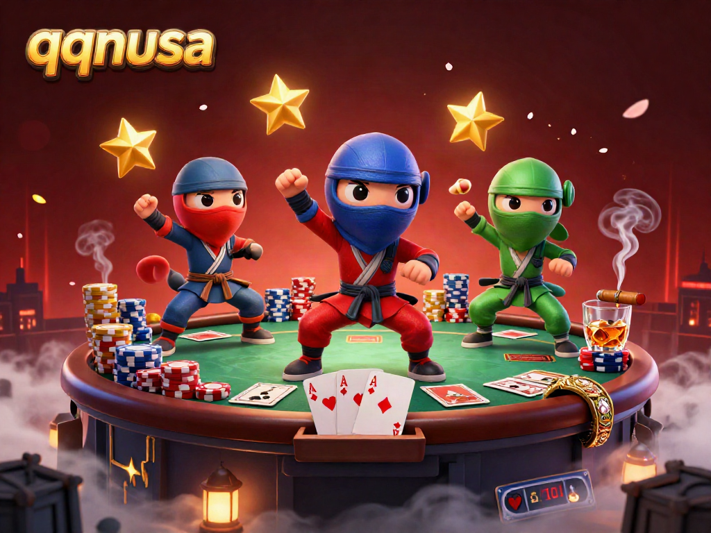 Experience thrilling action as the qqnusa chameleon team showcases their skills surrounded by poker elements and vibrant visuals.