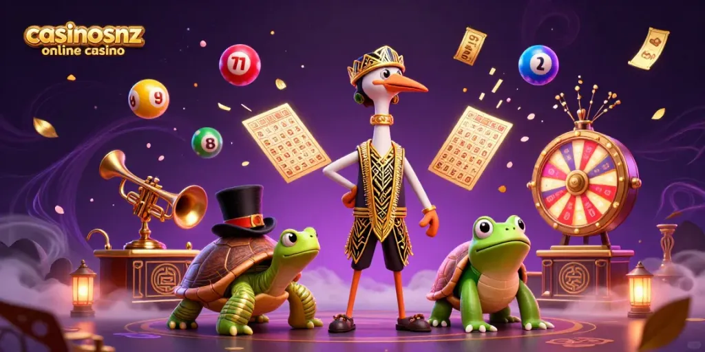 Play exciting games at casinosnz online casino with vibrant characters and dynamic lottery elements.
