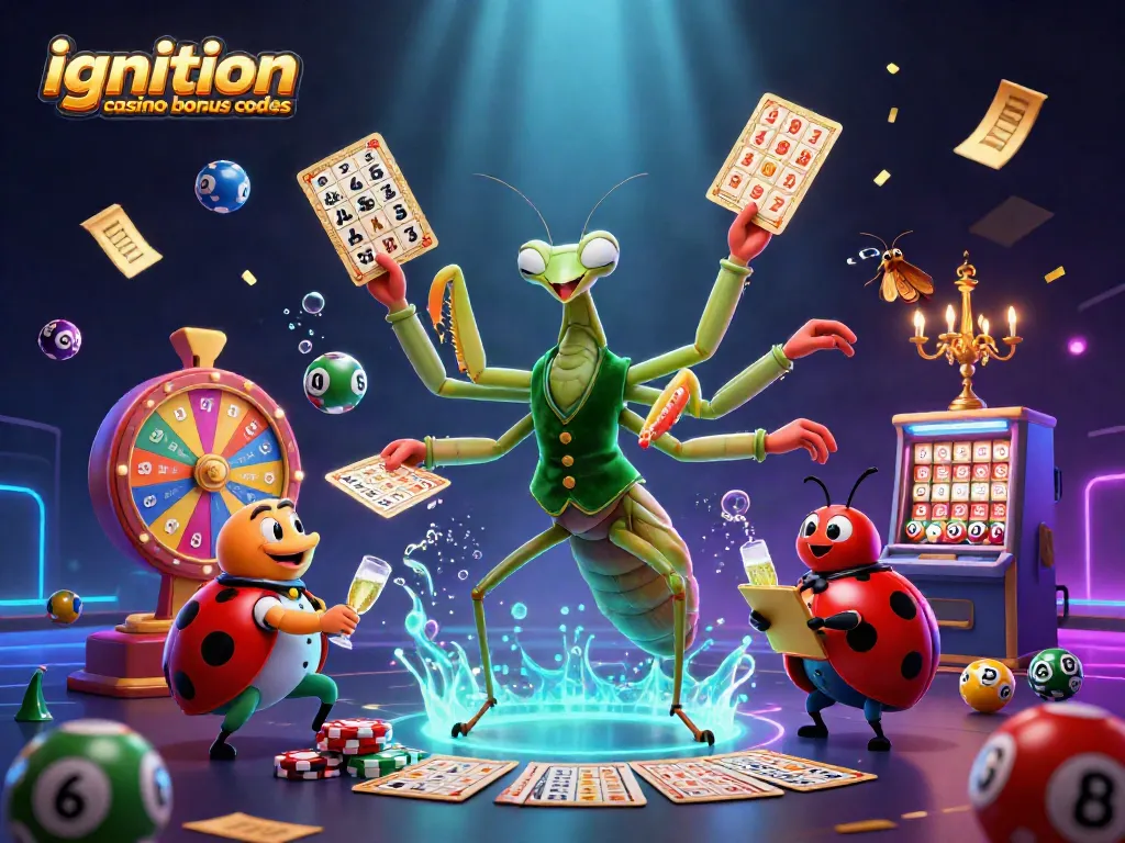 Ignition casino bonus codes come to life with a colorful casino scene featuring dynamic characters and vibrant game elements.