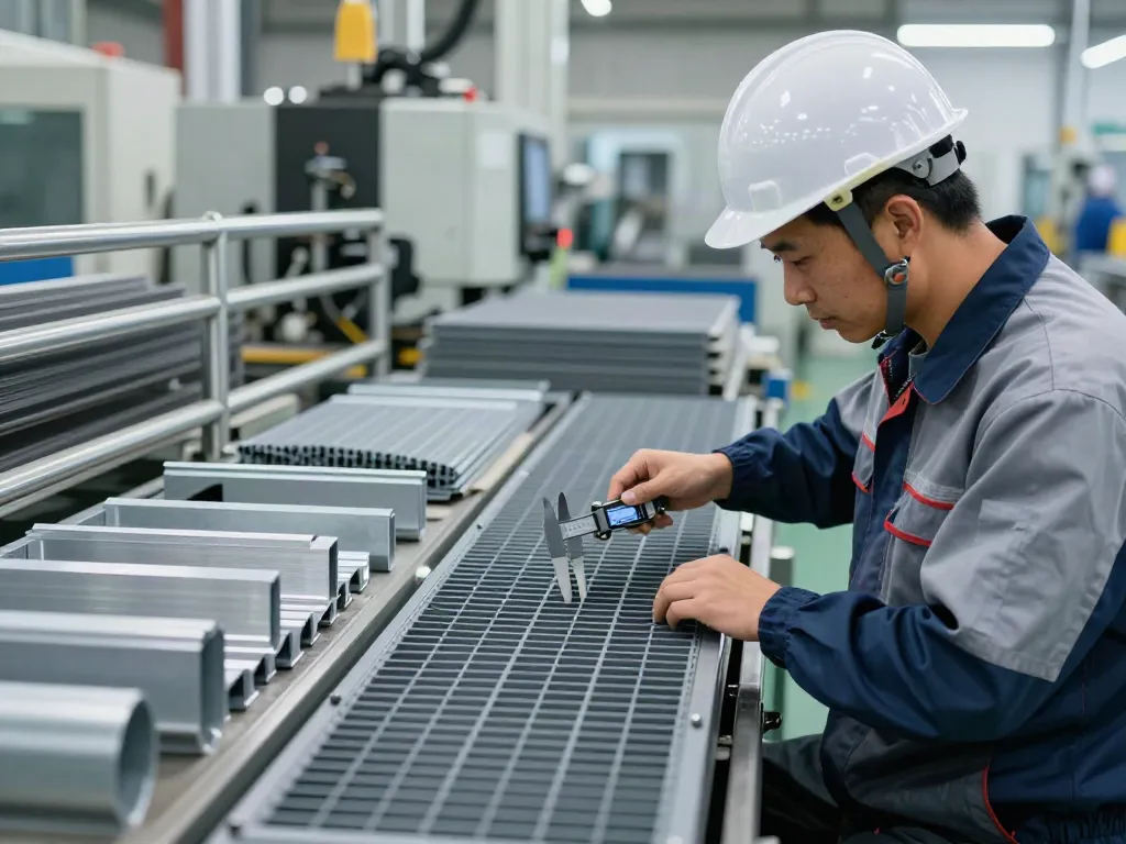 GRP Manufacturer's technician inspecting GRP products on the production line for quality assurance.