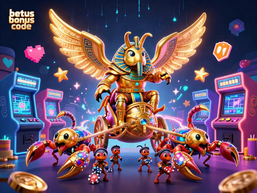 Engage with the latest BetUS bonus code, featuring a vibrant casino-themed illustration.