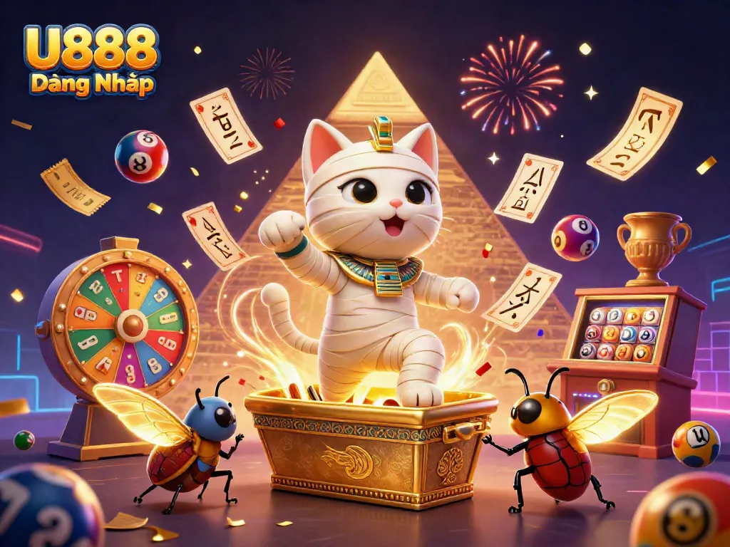 Experience the exciting world of U888 Đăng Nhập with vibrant lottery elements and dynamic gaming visuals.